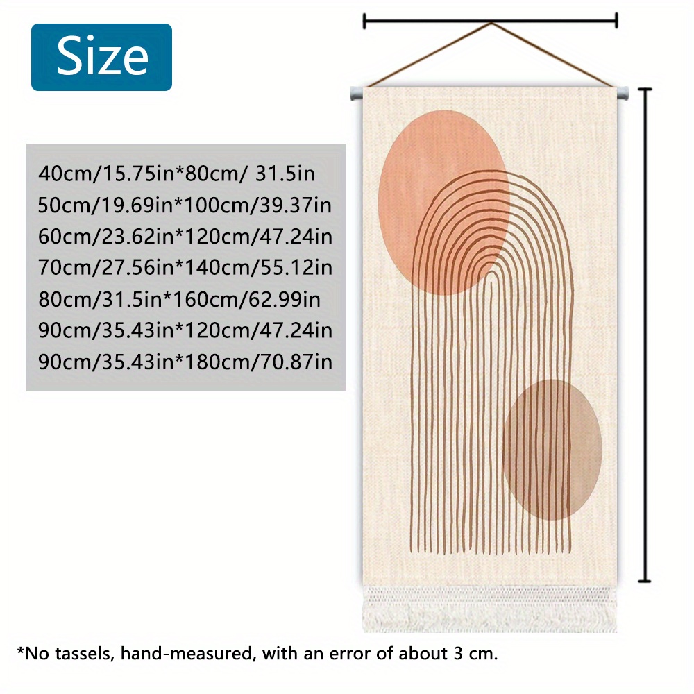 TEMU 1pc Tapestry, Lightweight Luxury Tassel Tapestry With Circular Pattern Simple High-end Print, Linen Material Background Wall Hanging Fabric