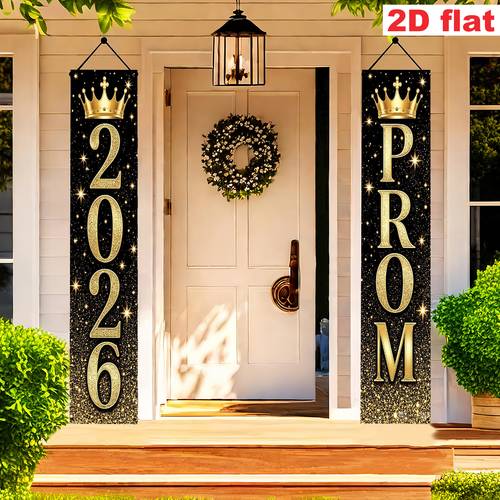 2d flat 2d door banner 2d flat banner party banners set of 2 11 8 70 8 inches 30 180cm material 2pcs set 2026 graduation prom themed door curtain couplet style decorative hanging cloth graduation party prom graduation season celebration