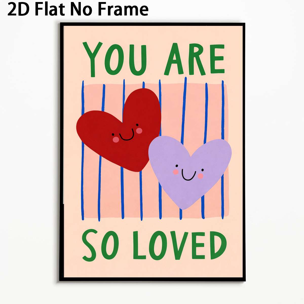 TEMU 2d Flat, 2d Flat, 1pc 2d Flat Heart-themed Art Prints In A Cartoon Style, Suitable For Wall Decoration. Unframed Canvas Artworks Are Perfect For