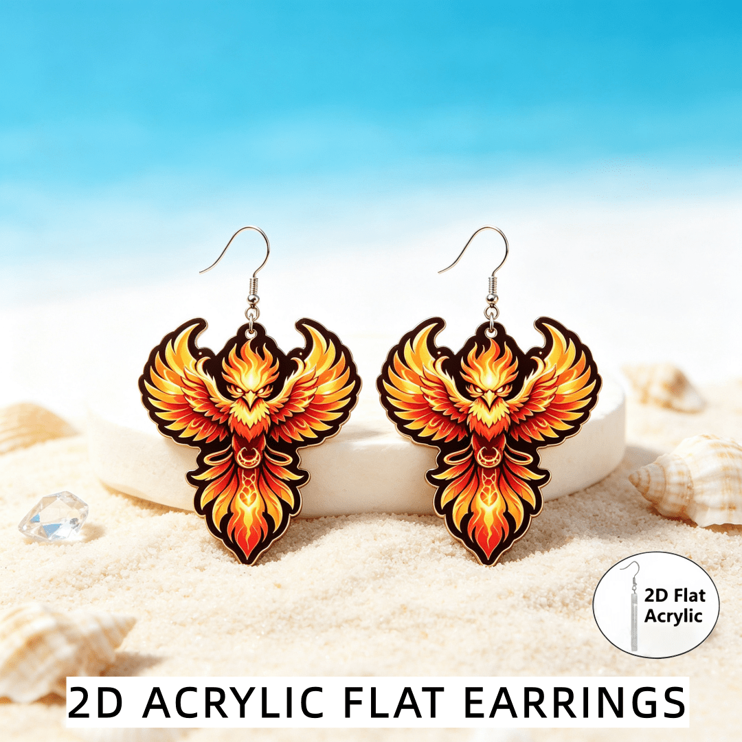 Women's Phoenix Bird Pattern Acrylic Dangle Earrings