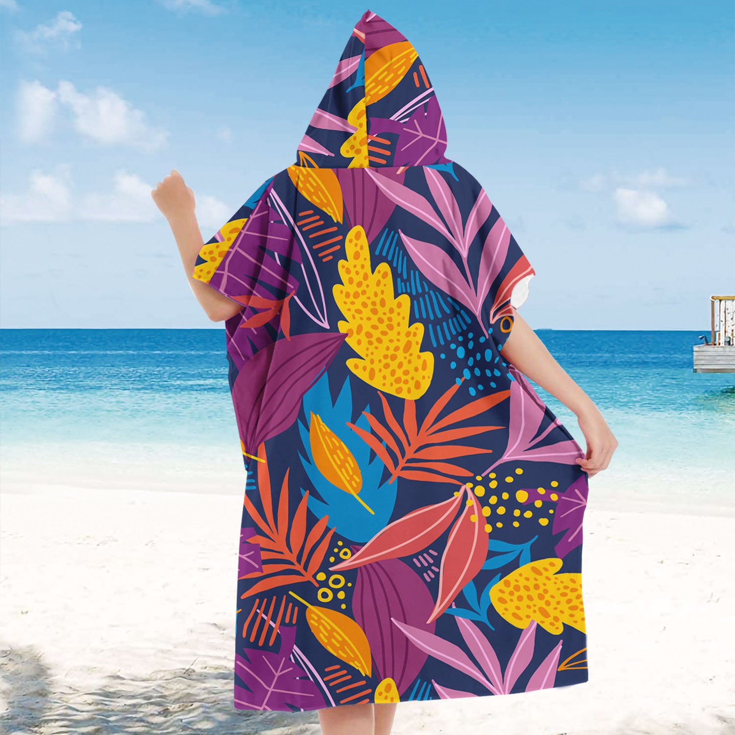 hooded beach towel dress 1pc pattern clothing Bath robe