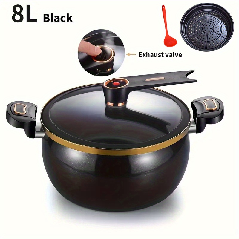 3pcs   ceramic soup pot set non stick cast iron with steamer insert and spoon versatile for stew soup more details 0