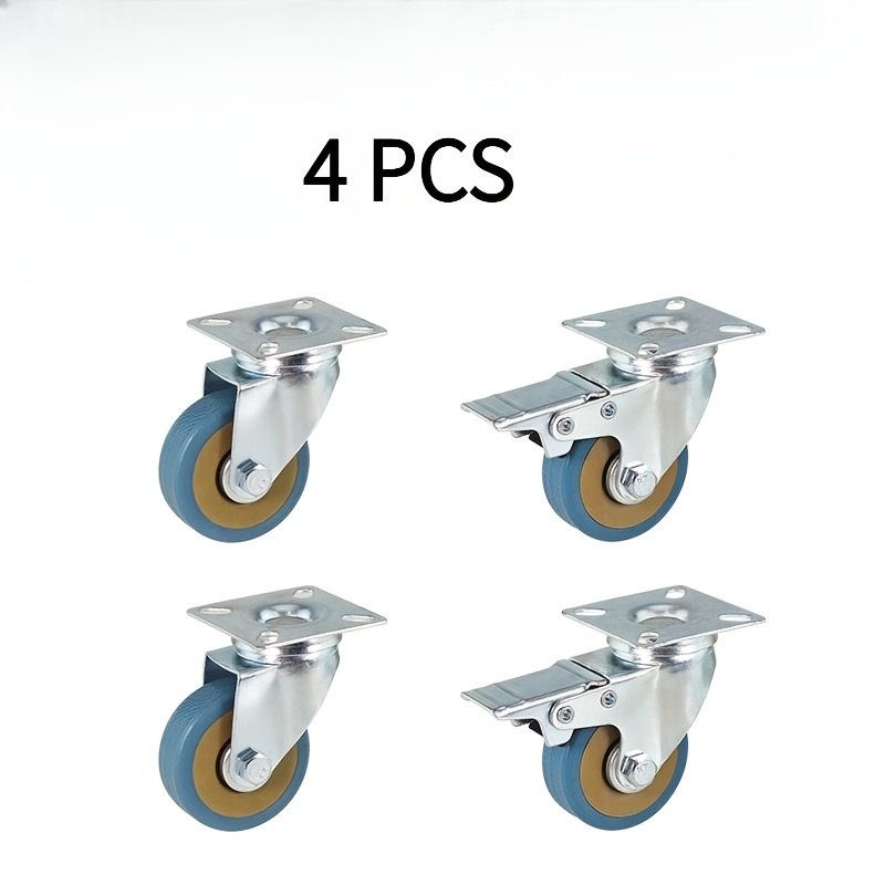 Image of 4 Heavy-duty Locking Brake Casters With Wheels, 264.55 Lb Load Capacity, Suitable For Shelving, Furniture, Workbenches, Luggage, Industrial Wheels, And Furniture Casters