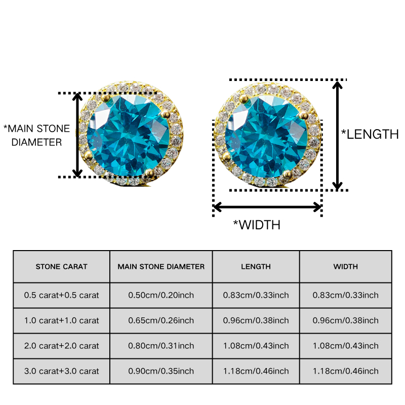 Women's Blue Round Synthetic Zirconia Four-Prong Stud Earrings