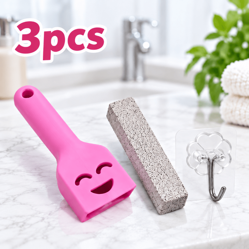 TEMU 3pcs Heavy-duty Reusable Pumice Toilet With Hook - Suitable For Toilets, Grills, Ceramic Floors, Walls, Bathtubs - Limescale Remover For Lime