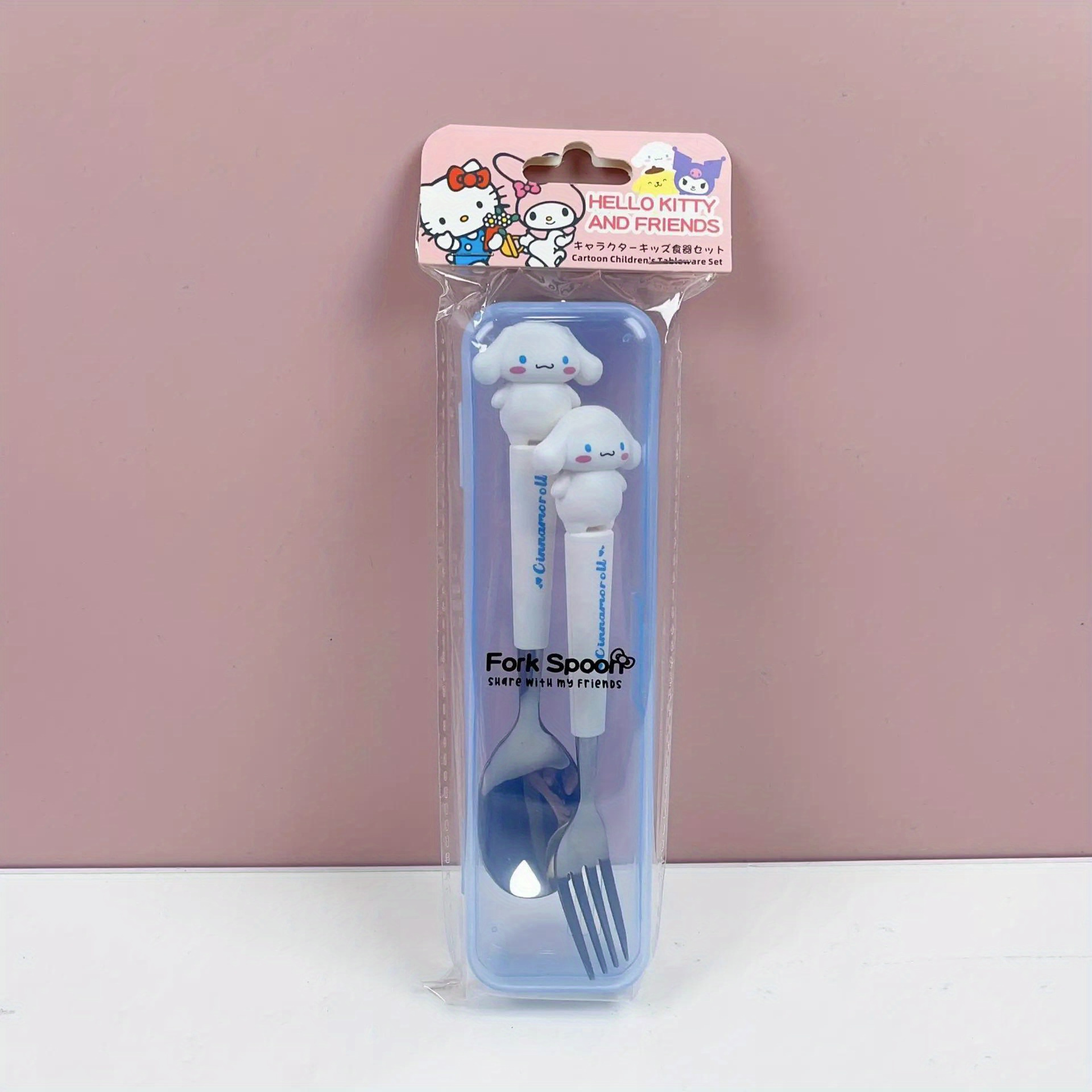 2pcs   stainless steel portable cutlery set cute cartoon design with pink handles   spoon and fork ideal for outdoor travel and daily use travel essentials   design durable cutlery Product details 6
