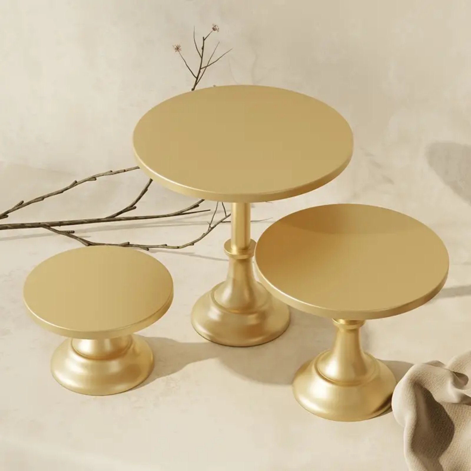 TEMU 3pcs Elegant Stand With Brushed Metal - Multi-tier Stainless Steel Wedding, Birthday & Eid Dessert Display Tray Suitable For Parties, Banquets,