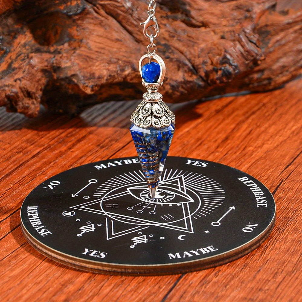 8 stile 2 stück naturstein pendel & holz ouija-brett set – handgefertigte wahrsagewerkzeuge mit kristallanhänger, ideal für wahrsage-enthusiasten,   geschenk für wahrsagepraxis erkundung