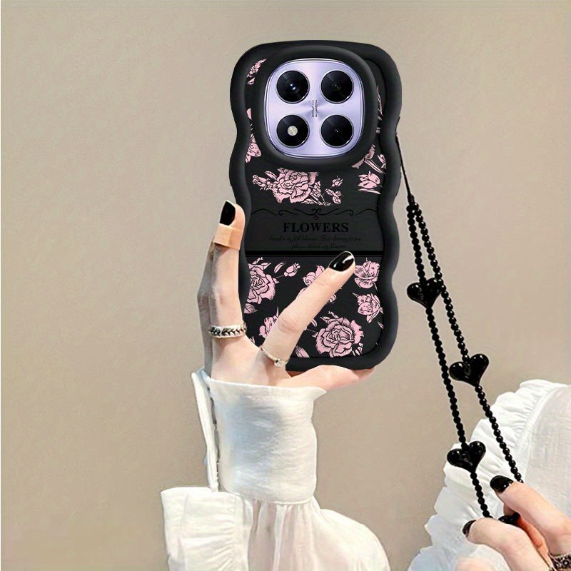 TEMU Phone Case: Note 14 Pro 5g Beautiful And A Black Heart-shaped Lanyardpattern Case Made From Comfortable Feel Enhancing Elegant In Entertainment