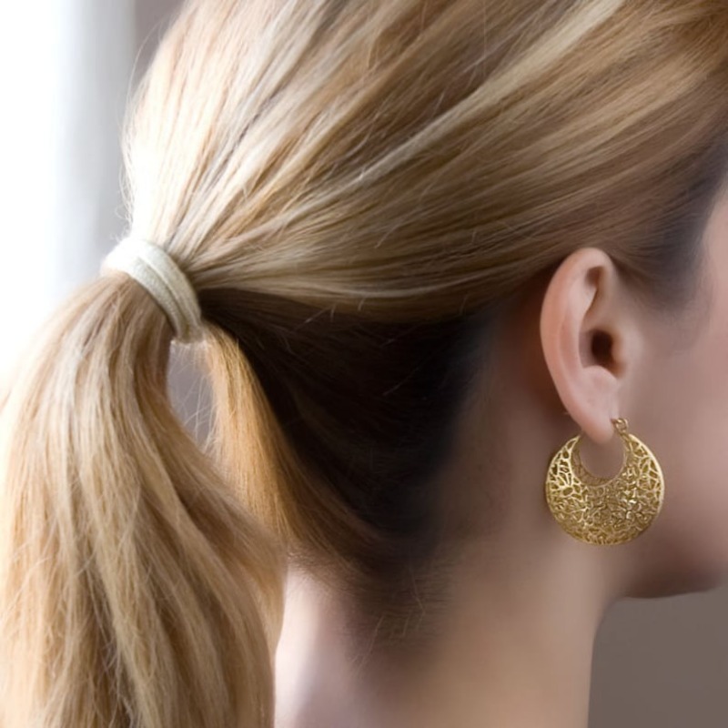 Women's Boho Large Filigree Hoop Earrings, Unique Design