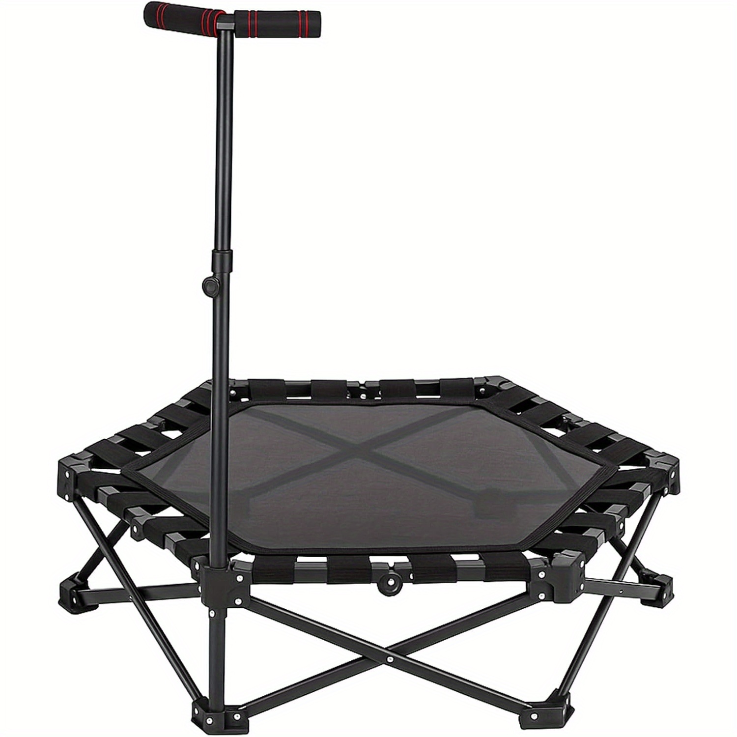 Foldable Hexagonal Trampoline, Grips, Space-, Suitable For Indoor And