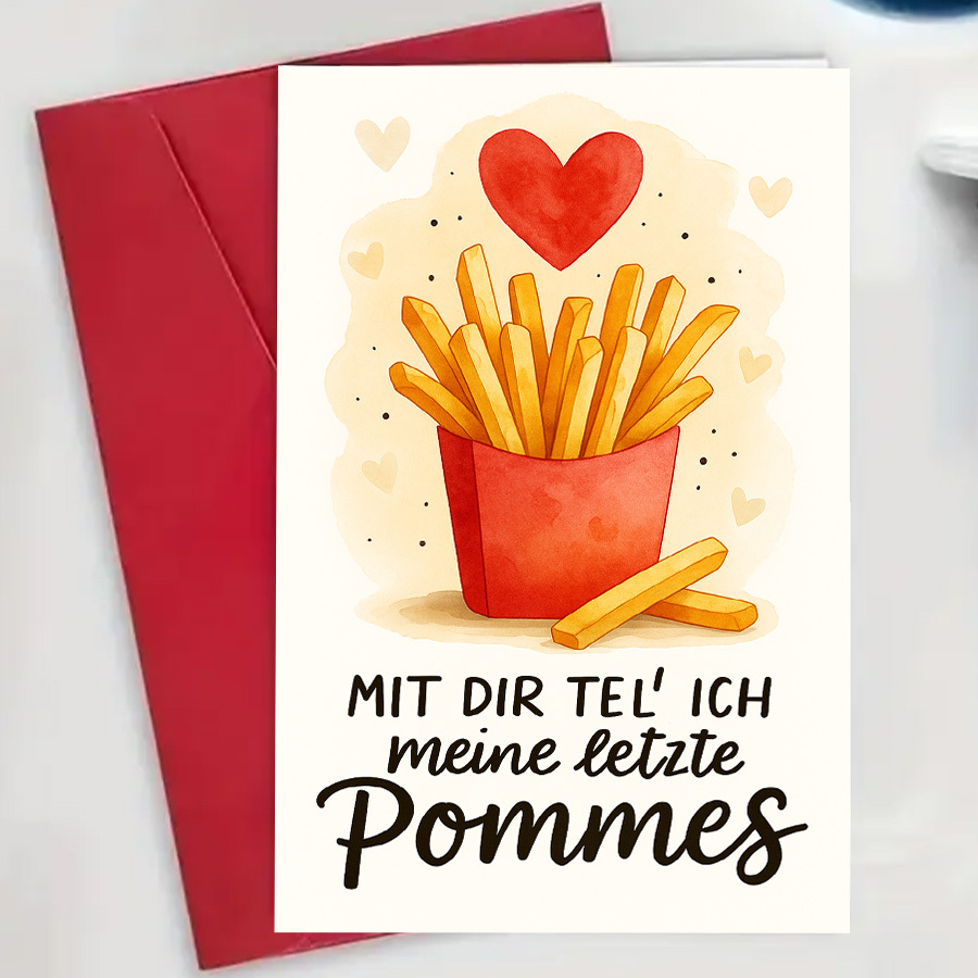 E-shop 1 Stück Lustige Romantische Grußkarte „Teile Meine Letzten Pommes“ – Niedliches Valentinstagsgeschenk für Paare Freunde, um Liebe Wertschätzung