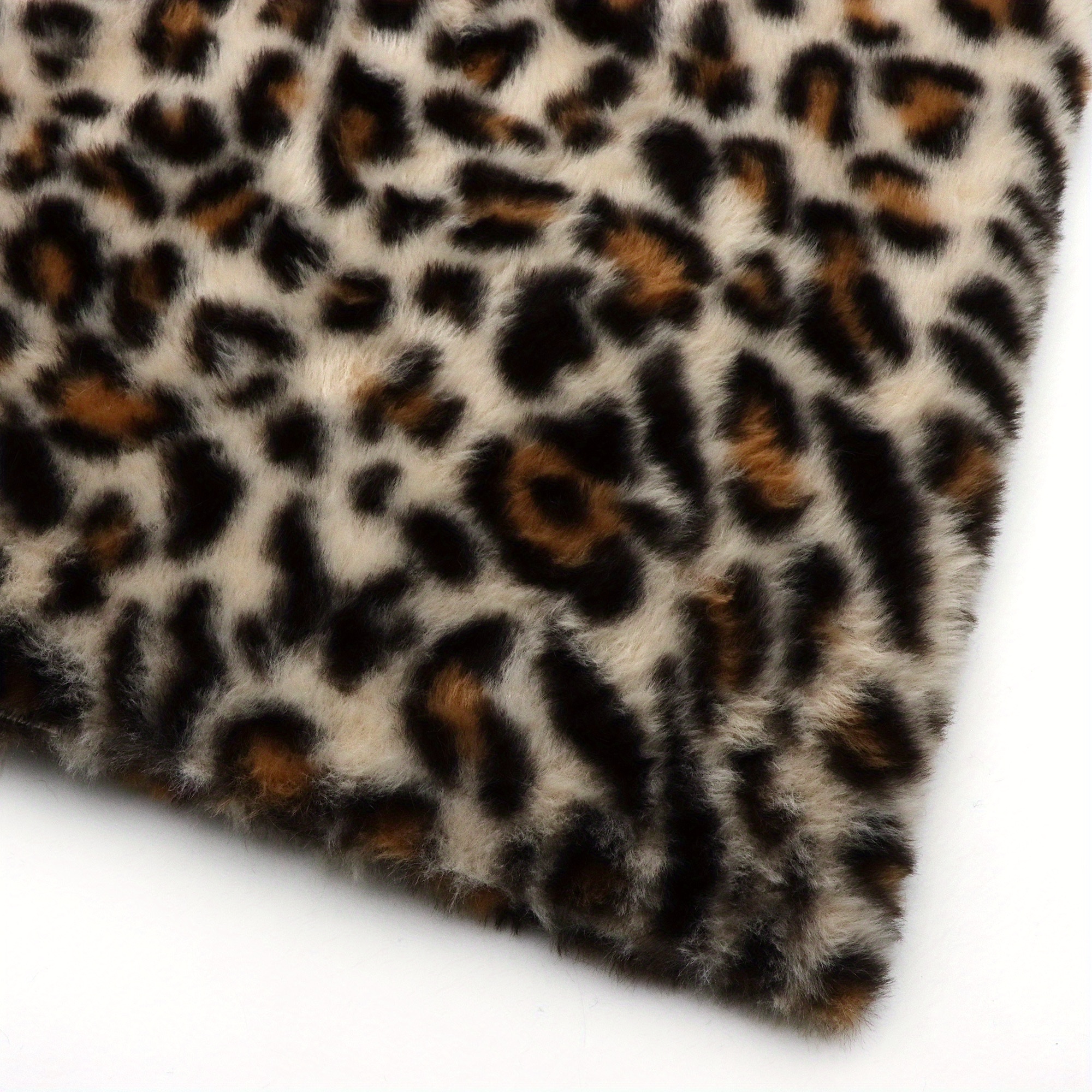 TEMU 19.68 *62.99in Luxurious Faux Rabbit Fur Fabric - Leopard Polyester Bags, And Accessories - Pre-cut Polyester For Diy Crafts, Hand Wash Only,