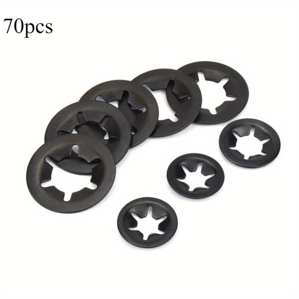 

70pcs Combination Kit Locking Washers, M3-m12 Serrated Retaining Washers, Snap Ring Washers, Internal/external Tooth Lock Washers, Split Collar Lock Washers For