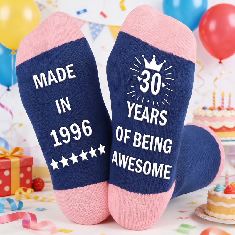 TEMU 1 Paire de Chaussettes pour le 30e Anniversaire, Cadeau pour le 30e Anniversaire de Femme, Chaussettes Confortables, Respirantes et
