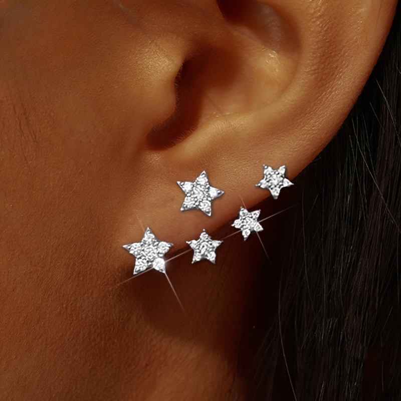 TEMU S925 Sterling Silvery Star Earrings, Suitable For Daily Wear, Party Dating, Banquet, Birthday Anniversary, Valentine's Day, Thanksgiving,