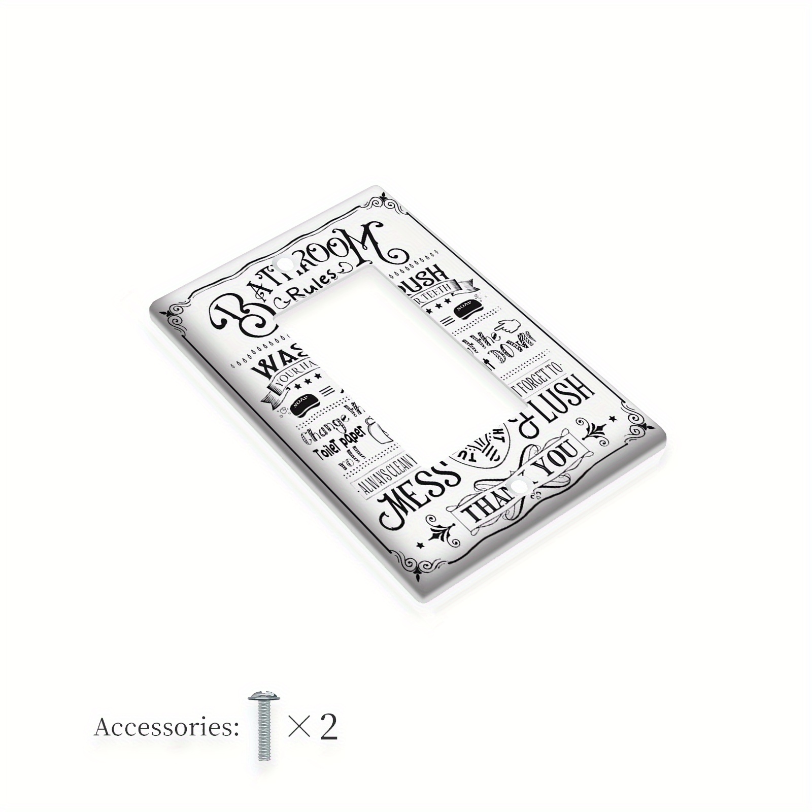 TEMU Inspirational Fun Bathtub Home Bathroom Bath Rules Inspirational Quotes Words Sign Polycarbonate Thermoplastic Light Switch Cover Decorative