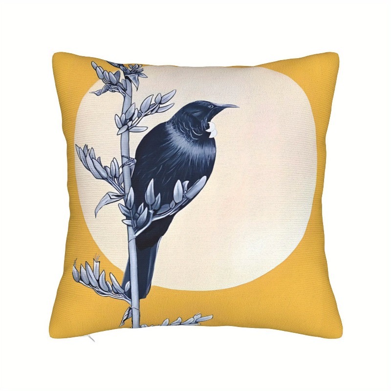 TEMU 1pc New Zealand Bird Pattern Pillowcase Modern Design Zipper Closure Machine Washable Suitable For Living Room Sofa Chair Natural Inspiration