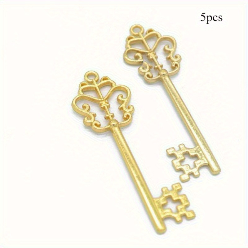 TEMU 5 pezzi/confezione 57*18 mm/2.24*0.70 pollici Chiave in Ciondolo Retro in Piccolo ciondolo per di braccialetti e collane