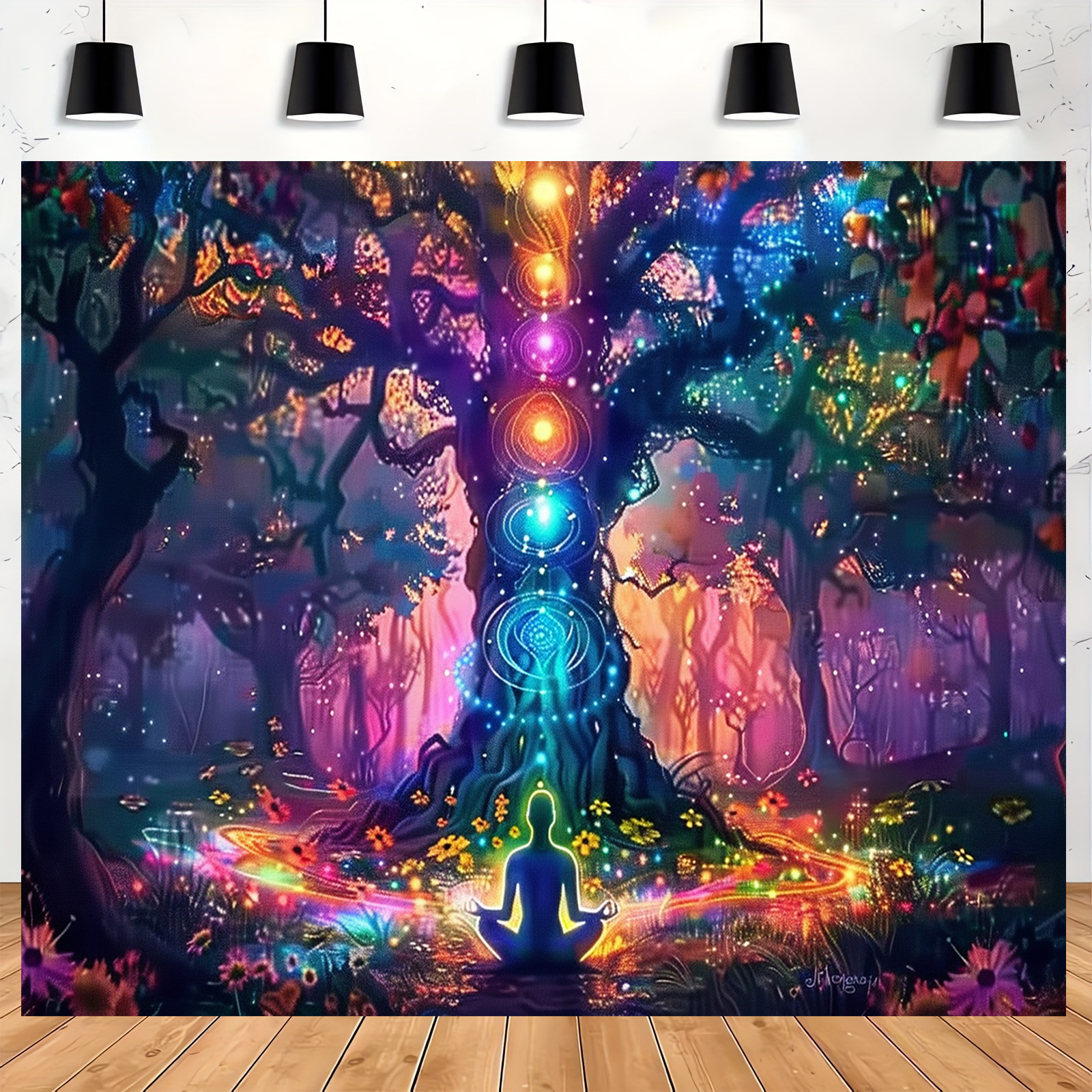 Tree Of Life Chakra Tapestry For Yoga Meditation Wall Decor_voghion.com