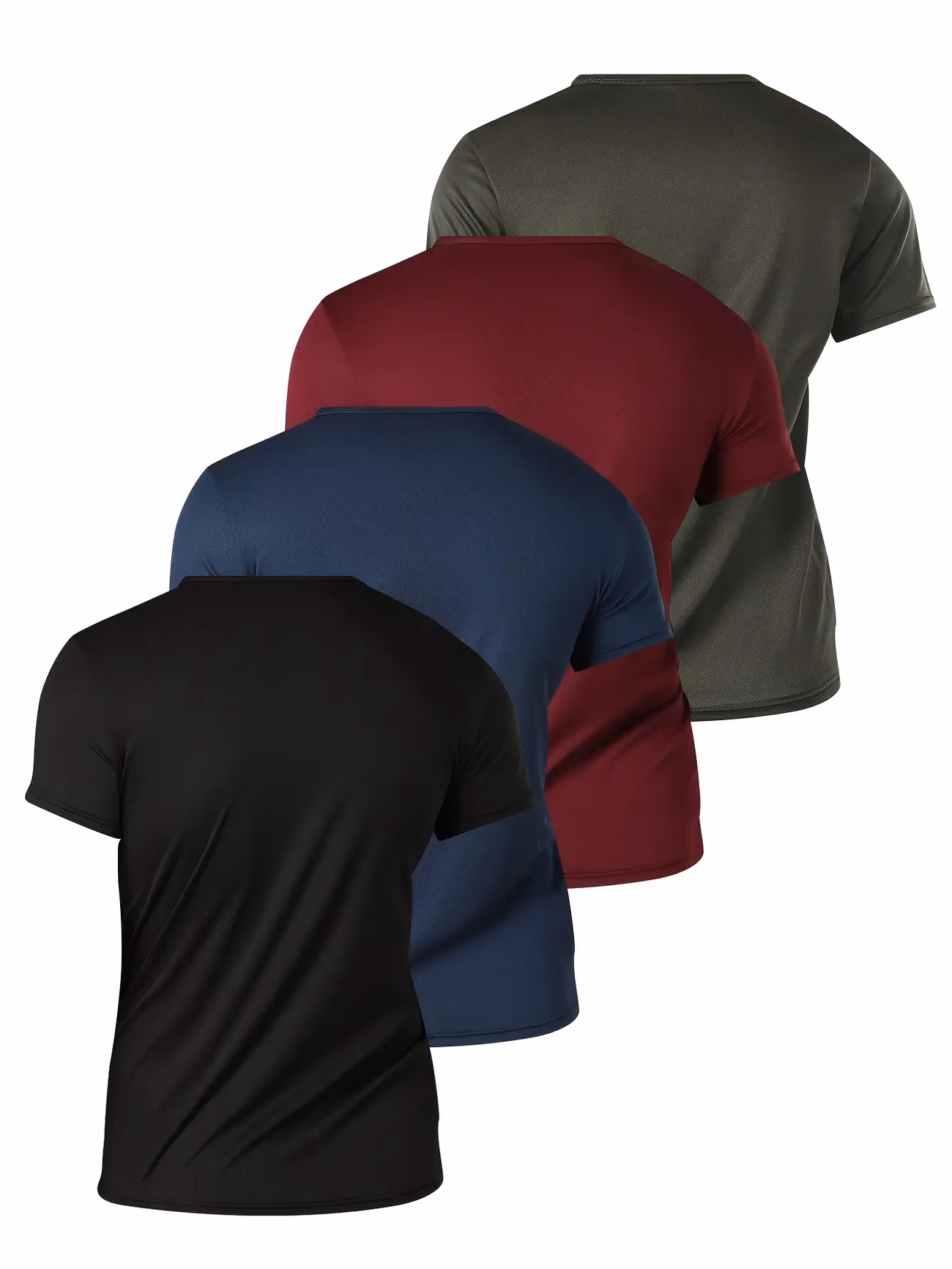 4pcs/Set Solid Color Men's T-Shirts Moisture-Wicking Quick-Dry...