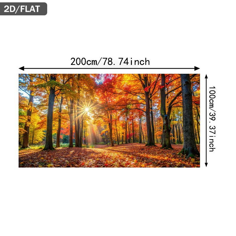 TEMU 2d Flat, 2d Flat 1pc 39.37*78.74in/100cm*200cm Frameless Autumn Forest With Print Art Wall Art Canvas Painting Art For Living Room Modern Canvas