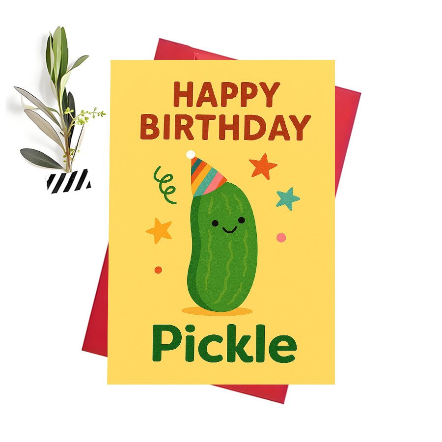 TEMU Birthday Pickle Greeting Card, A Cute Greeting Card Suitable For , Family, And Colleagues. A Unique Birthday Anyone Who Humorous And Quirky