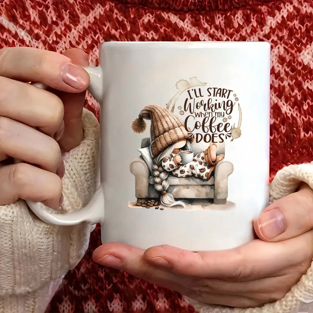 

1pc Cozy 11oz Ceramic Coffee Mug - " Start Coffee Does" Design, Insulated, Hand-wash Only - & Birthday Gift For , Coffee Bar Accessories, Best For Christmas