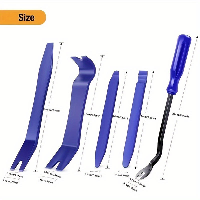 Kit Profesional de Unelte pentru Demontarea Interiorului Auto - Set 4 piese, Include Bară Plastică Anti-Zgârieturi pentru Clemele Panourilor și Șuruburi, Fără Nevoie de Baterii