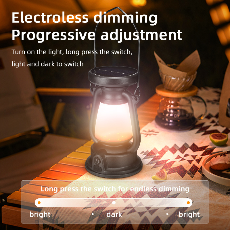 2pcs Portable LED Solar Handheld Light, LED Tent Lantern, Solar/Usb Rechargeable Work Light with Hook, Bright Night Lighting Flashlight for Camping, Hiking, Traveling, Fishing, Gatherings, And Power Outage Emergency Tools