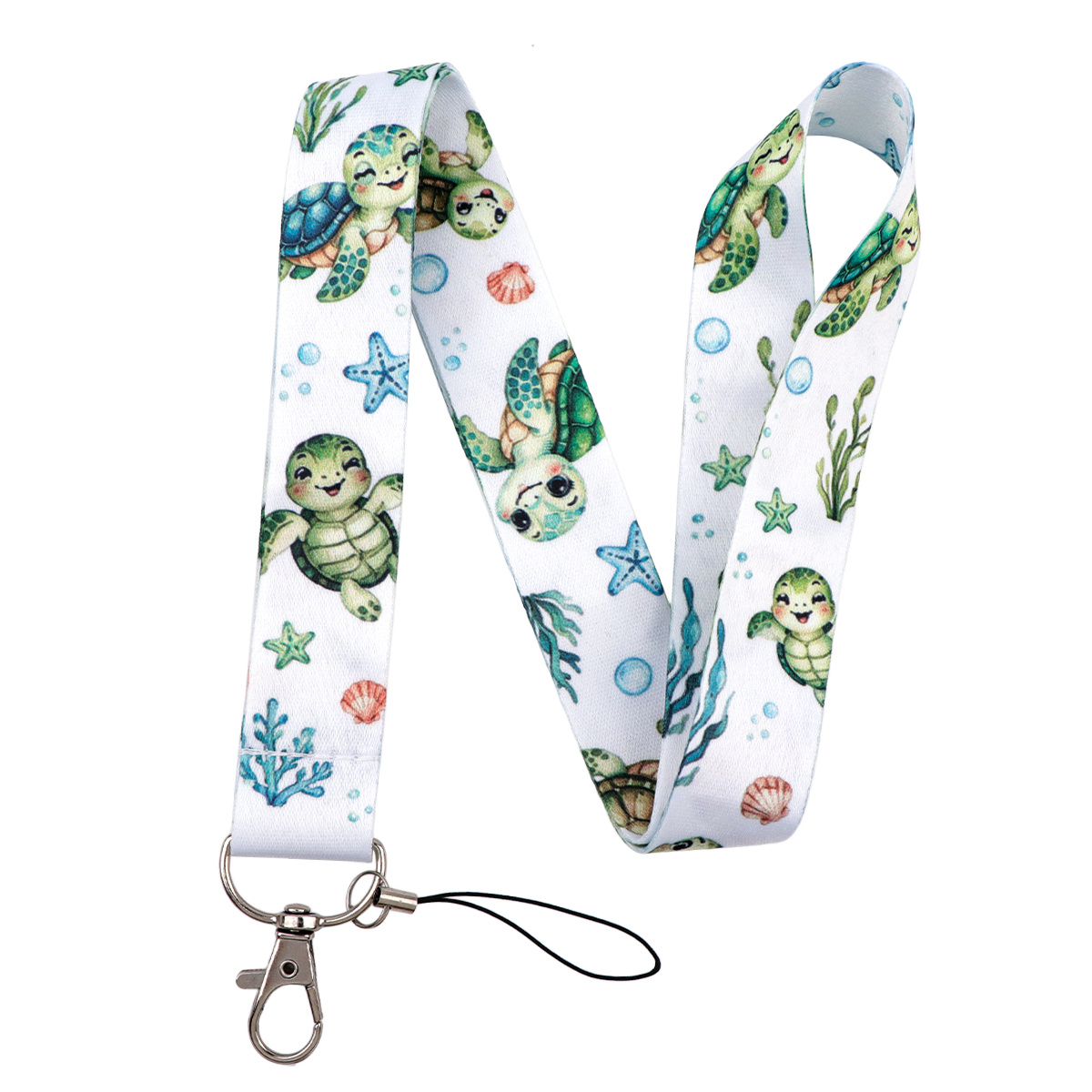 TEMU 1pc Lanière Tortue de Mer Mignonne, Sangle de Cou Impression Aquarelle Océan, Porte-clés Porte-PIE pour Clés Téléphone Carte de Travail, Cadeau