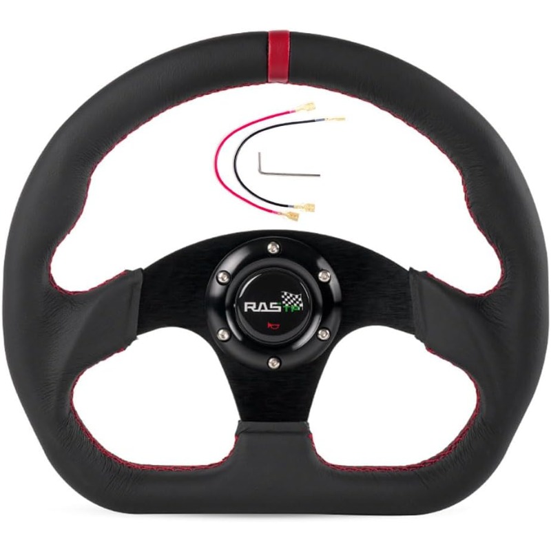 Steering Wheel Leather Deep Dish Red.15076 – Gang Racing
