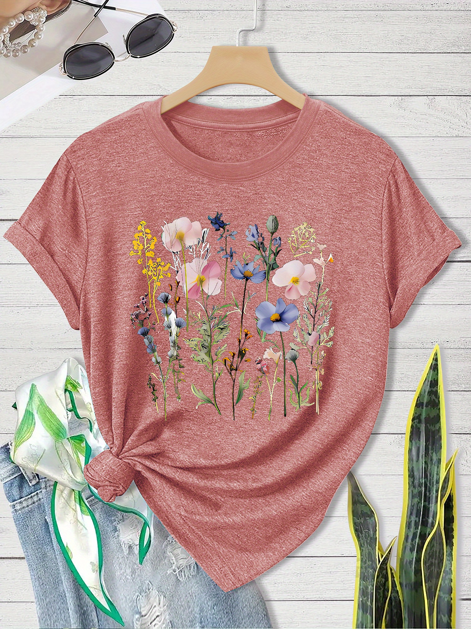 flower print t shirt sold on Temu United States