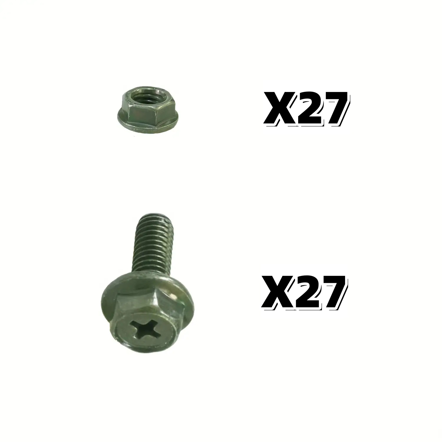 TEMU 54pcs Green Hex Flange Screw | Anti-rust Nut Combo Car Motorcycle Vehicle M6*16mm
