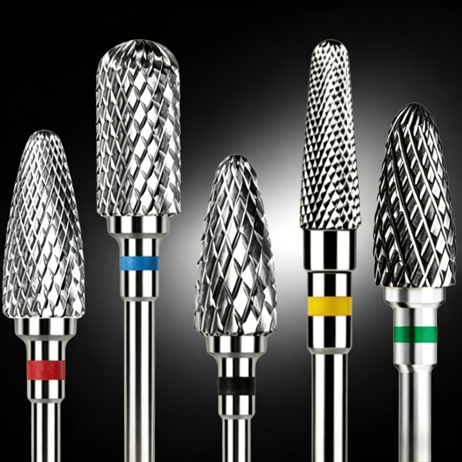 Image of 5pcs Set Of Precision Steel Carbide Nail Drill Bits For Electric Drills, With A Of Grinding Head Shapes And Grit Sets, Perfect For Manicure And Pedicure Tools
