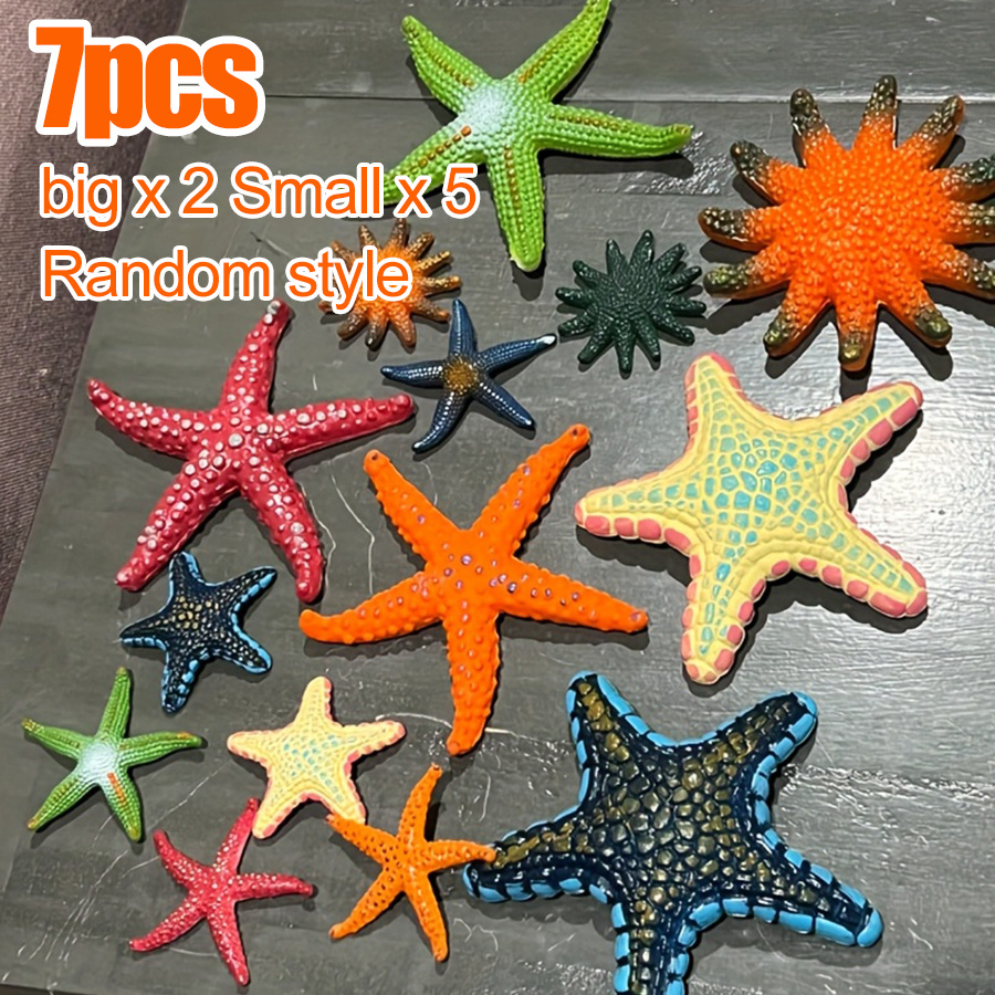 Feellife 7pcs Simulation Starfish Toys, Soft Rubber Pvc - Beach Pool Outdoor Play, + - Halloween Christmas New Year Thanksgiving Gifts, 8 Shapes And Colors (random)