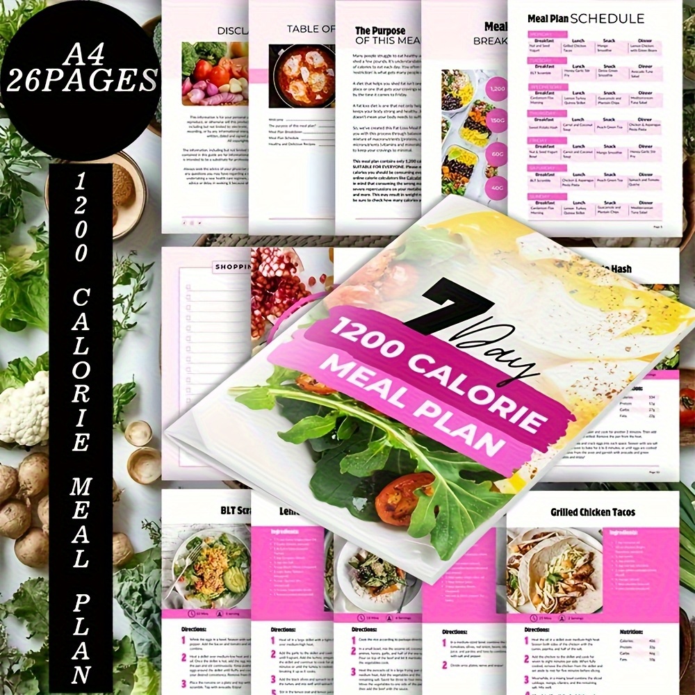 7-Day 1200 Calorie Meal Plan: Healthy Low-Calorie Diet with Delicious Balanced Recipes, Safe Fat-Burning Program for Adults and Fitness Enthusiasts, Satisfies Daily Nutritional Needs