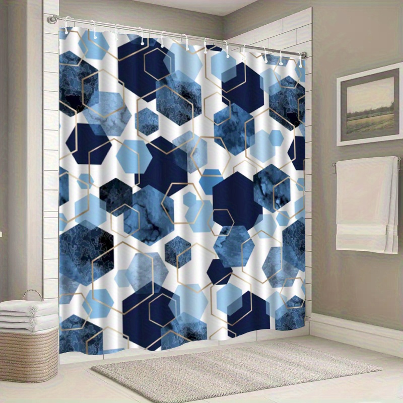 Light Luxury Diamond Pattern Shower Curtain with Hook