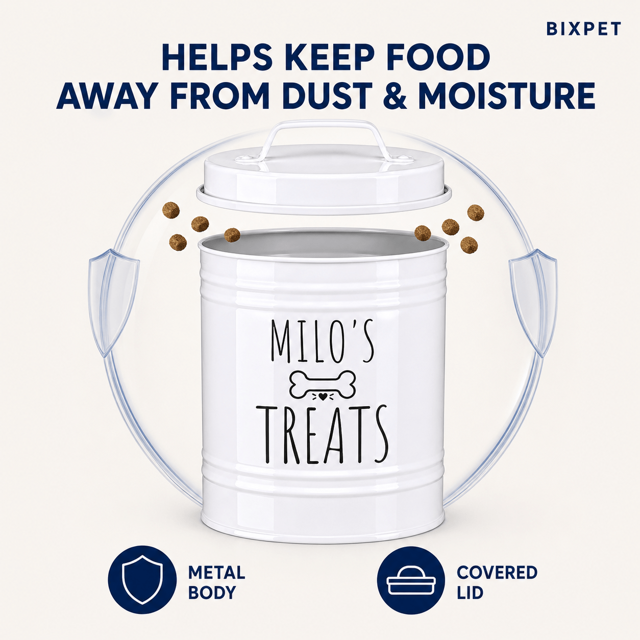 Customizable Iron Dog Food Storage Bucket with Lid
