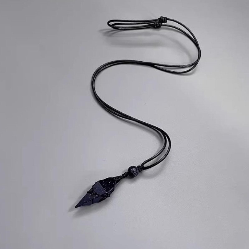 Starry Sky Blue Sand Obsidian Pendant Necklace for Couples