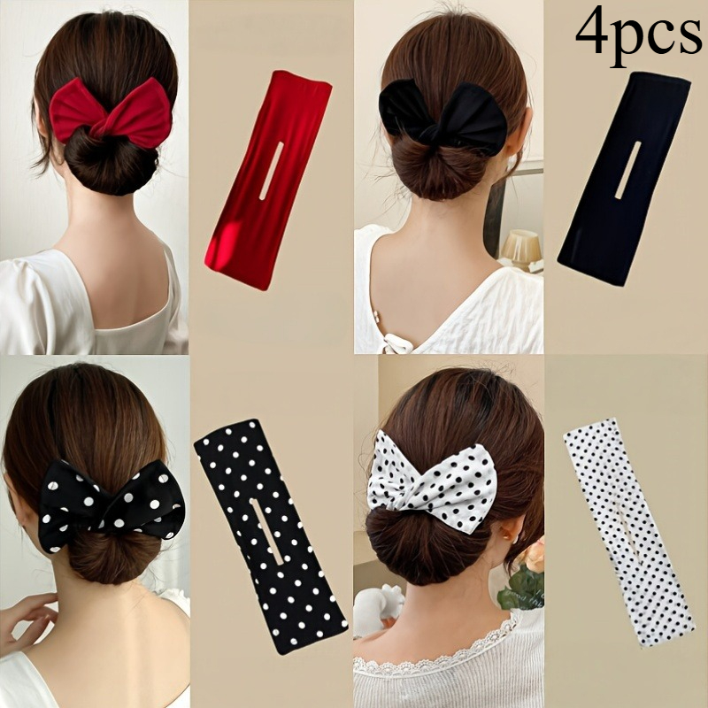 TEMU 4pcs Outil de Coiffure Nœud , et Clip pour Chignons Ballerine. Parfait pour les Débutantes et qui Se Leve Tôt , Cet Accessoire de Cheveux Est