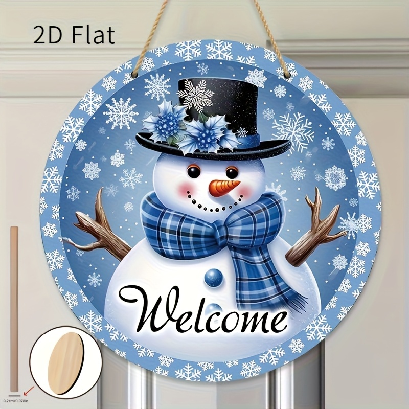TEMU 2d Flat, 2d Flat, Snowman Door Sign, Wooden Door Hanging Outdoor Porch Decoration, Snowflake Christmas Wooden Wreath Indoor Wall Decor