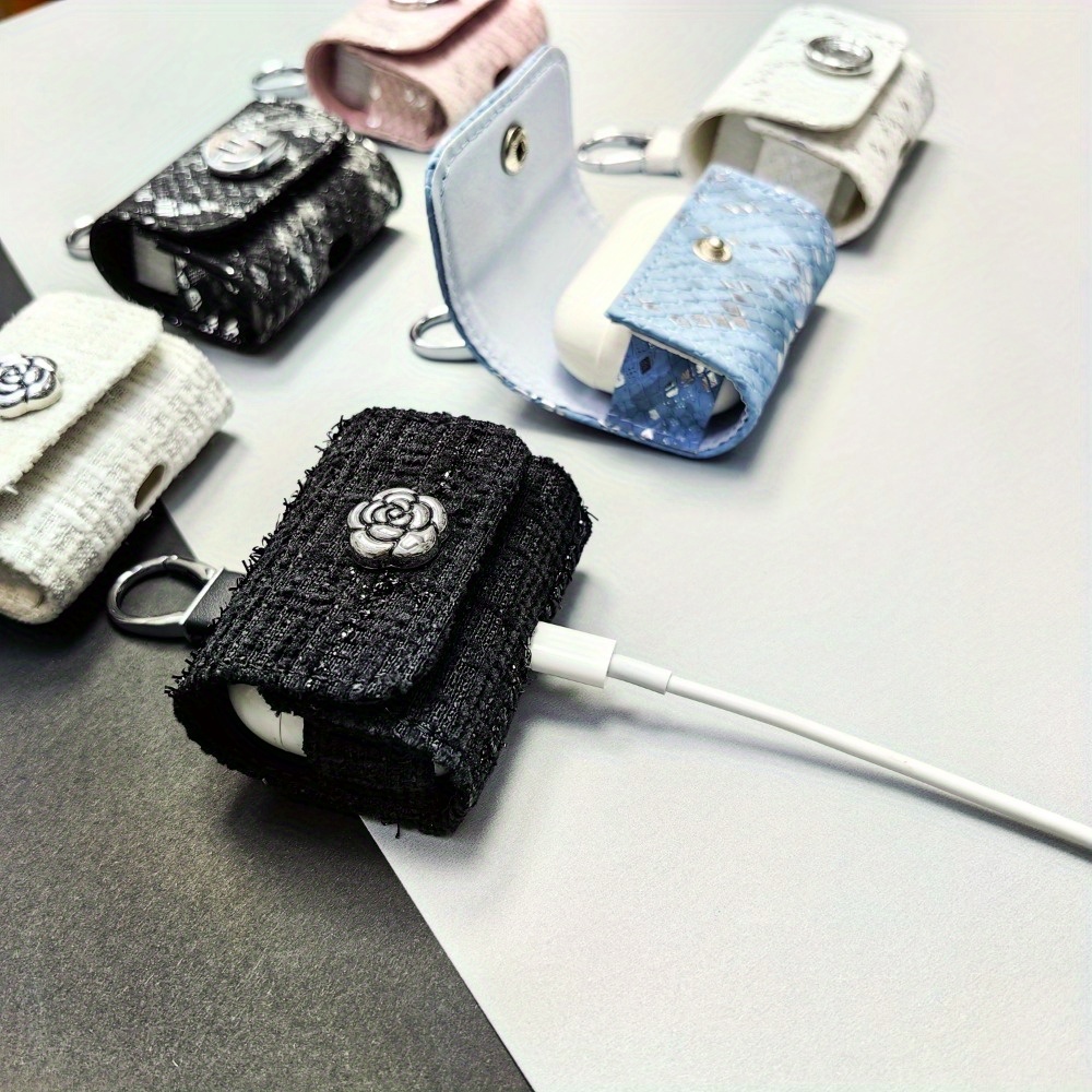 Suitable for Airpods Pro/Pro 2 Camellia Love Wireless Earphone Case, Airpods 3/Airpods 4 Cute Star joyful Face Headphones Cover with Portable Clip Flip Case