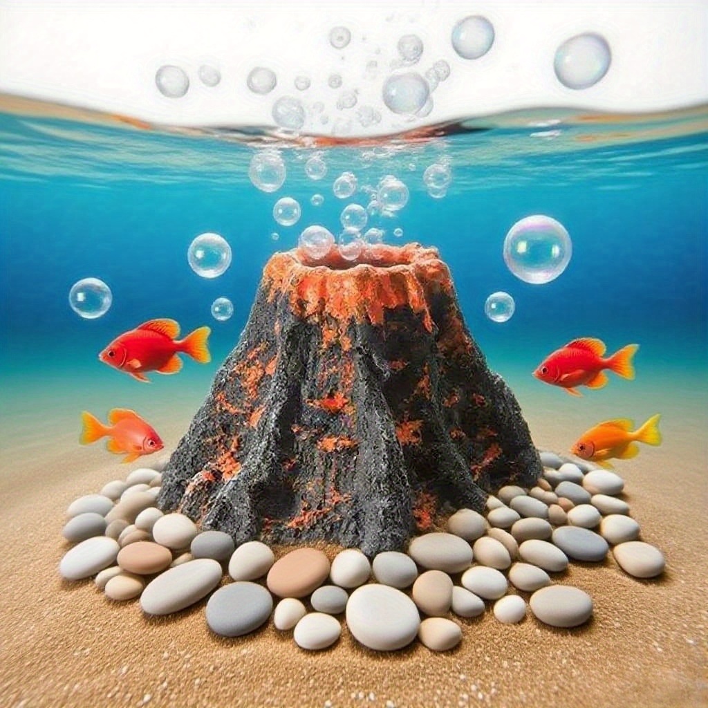 1 Volcano Aquarium Aerator With Volcanic Bubble System - Abs Plastic Oxygen Pump & Rock For Fish Tank, Compatible With Air Pumps, For Freshwater/saltwater Aquariums, (compatible With Most Air Pumps)