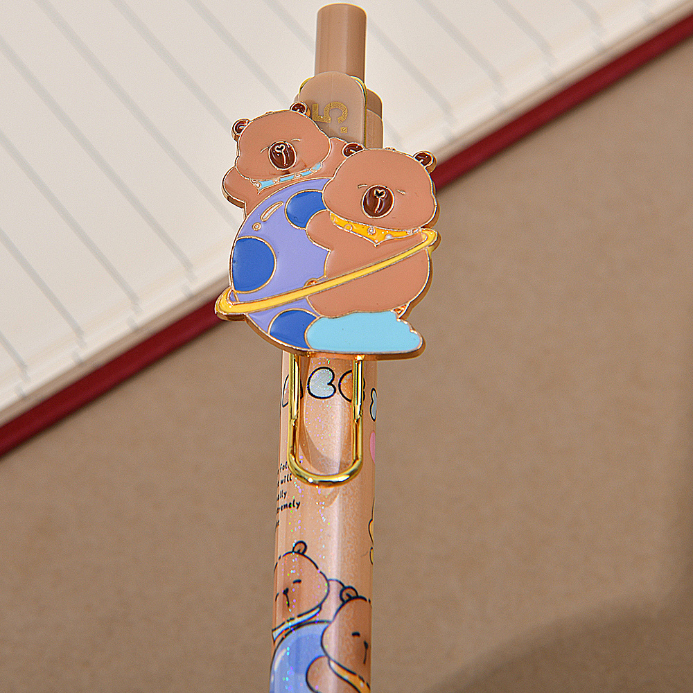 6pcs capybara gel pen set retractable gel pens with brown barrels 0 5mm nibs back to school stationery halloween and christmas stationery gifts Product details 0