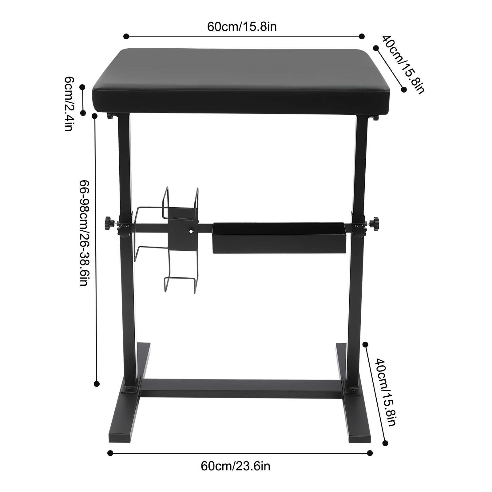 TEMU Black Armrest Stand, Free Standing Arm Bracket, Height Adjustable Armrest Bracket, For Salon, Studio, Home, 60*40*66-98cm/23. 62*15. 75*25.