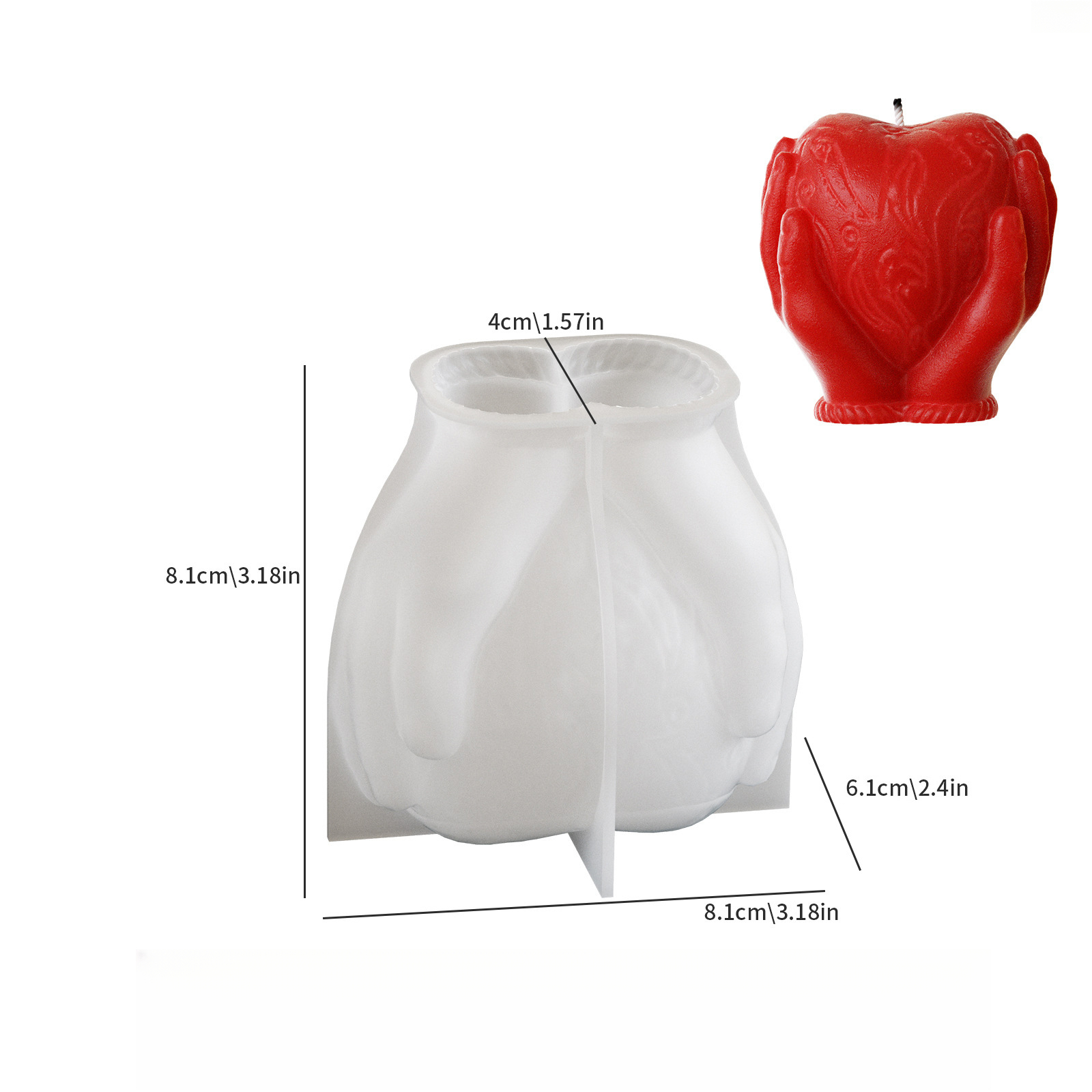 Heart-shaped Candle Silicone Mold - Plaster Clay Candle Casting Mold, Reusable, Easy To Clean, Handmade Art Mold: retailer-supplied image