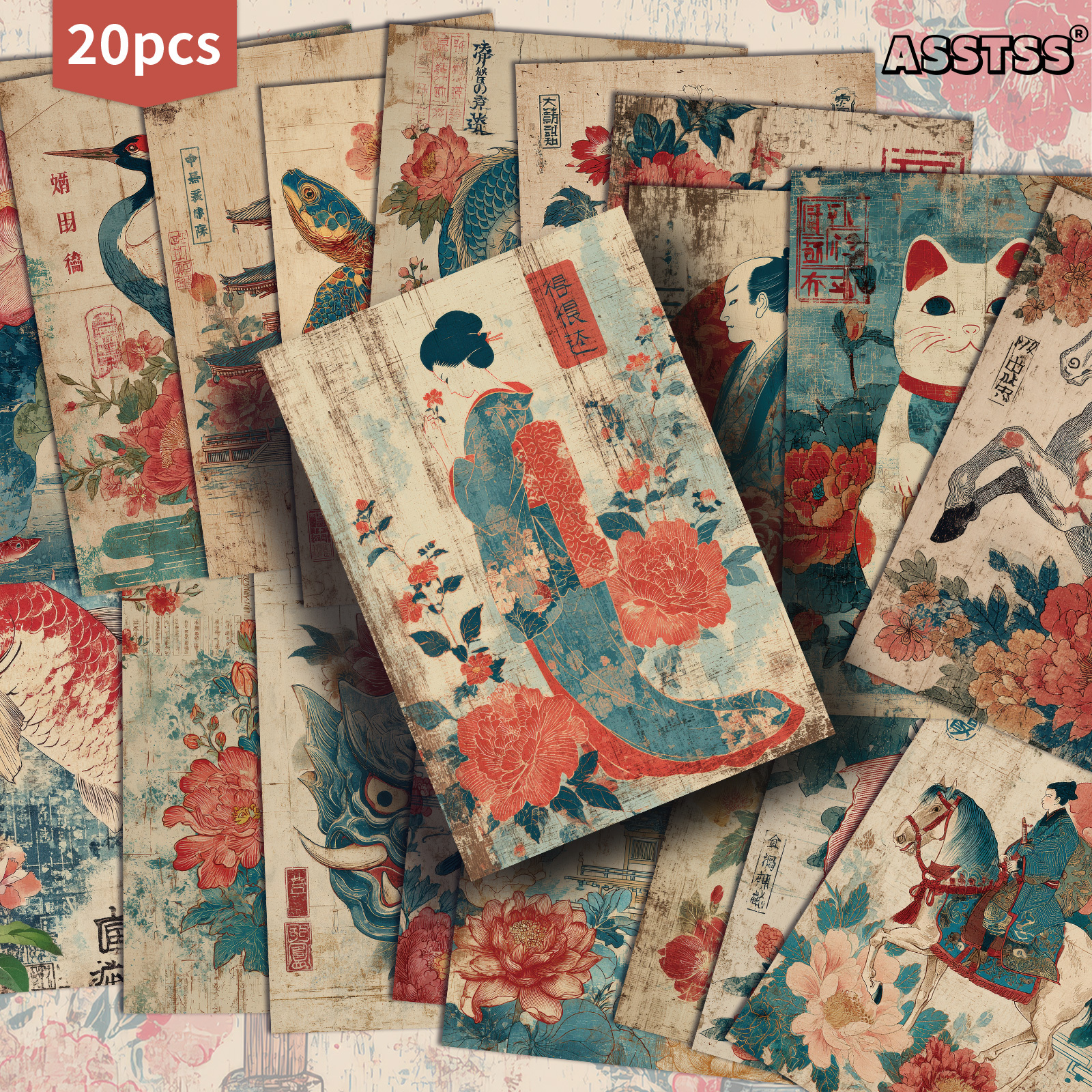 TEMU 20-pack Asstss Retro Gift Card - 4x6 Inches Retro Junk Journal Paper, Classic Pinup Illustrations Collectible Decorative Painting Cards For