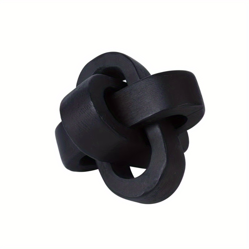 Image of Art Craft Wood Knot Ornament -carved 3-link Chain Wooden Chain Ball Handmade Wooden Table