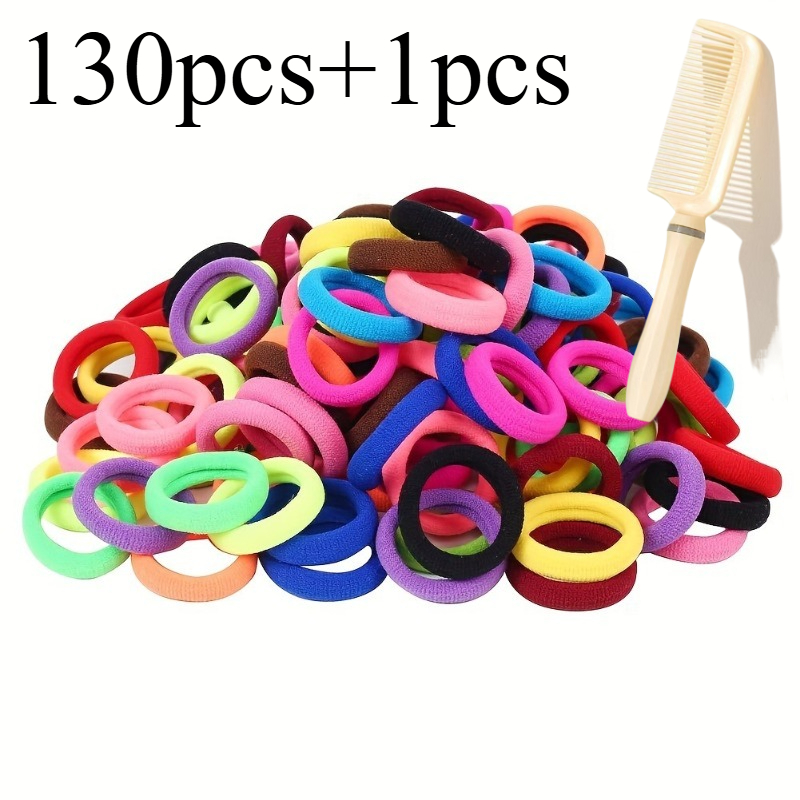 TEMU 130pcs Chouchous Colorés, Petits Élastiques à Cheveux Multicolores, Attaches de Queue de Cheval, Bandes de Cheveux pour Femmes, Cadeaux et un